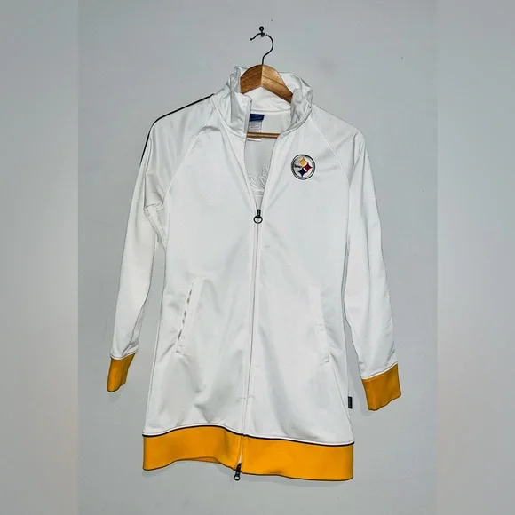 NFL Steelers Reebok Track Jacket Full Zip up sz M 💛 - Picture 2 of 9